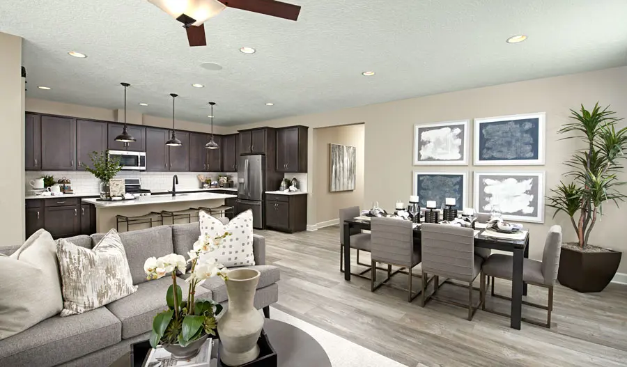 Great room of the Slate model home